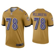 Men's Baltimore Ravens #78 Alejandro Villanueva Gold Inverted Legend Jersey