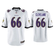 Men's Baltimore Ravens #66 Ben Cleveland White Game Jersey