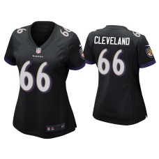 Women's Baltimore Ravens #66 Ben Cleveland Black Game Jersey