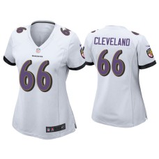 Women's Baltimore Ravens #66 Ben Cleveland White Game Jersey