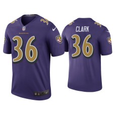 Men's Baltimore Ravens #36 Color Rush Legend Chuck Clark Purple Jersey