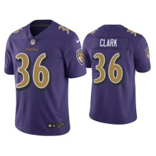 Men's Baltimore Ravens #36 Color Rush Limited Chuck Clark Purple Jersey