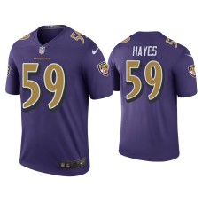 Men's Baltimore Ravens #59 Color Rush Legend Daelin Hayes Purple Jersey