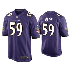 Men's Baltimore Ravens #59 Daelin Hayes Purple Game Jersey