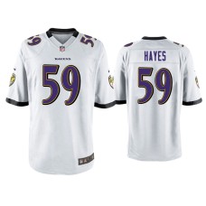 Men's Baltimore Ravens #59 Daelin Hayes White Game Jersey