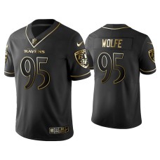 Men's Baltimore Ravens #95 Golden Edition Vapor Limited Ravens Derek Wolfe Black Jersey