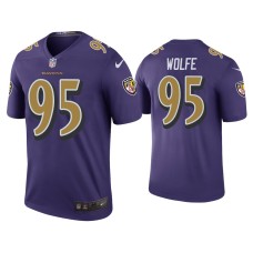 Men's Baltimore Ravens #95 Color Rush Legend Derek Wolfe Purple Jersey