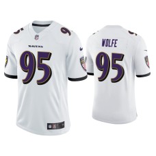 Men's Baltimore Ravens #95 Derek Wolfe Vapor Limited White Jersey