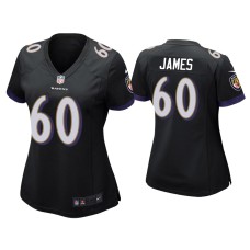 Women's Baltimore Ravens #60 Ja'Wuan James Black Game Jersey