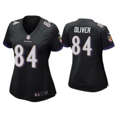 Women's Baltimore Ravens #84 Josh Oliver Black Game Jersey