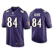 Men's Baltimore Ravens #84 Josh Oliver Purple Game Jersey