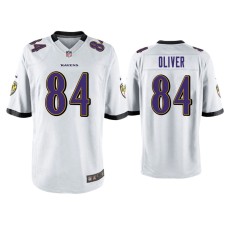 Men's Baltimore Ravens #84 Josh Oliver White Game Jersey