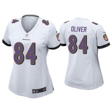 Women's Baltimore Ravens #84 Josh Oliver White Game Jersey