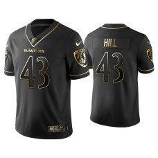 Men's Baltimore Ravens #43 Golden Edition Vapor Limited Ravens Justice Hill Black Jersey