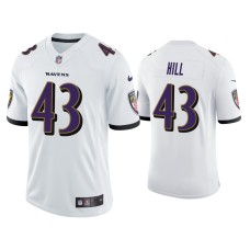 Men's Baltimore Ravens #43 Justice Hill Vapor Limited White Jersey