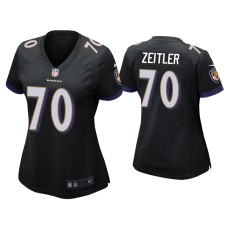 Women's Baltimore Ravens #70 Kevin Zeitler Black Game Jersey