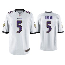 Men's Baltimore Ravens #5 Marquise Brown White Game Jersey