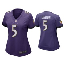 Women's Baltimore Ravens #5 Marquise Brown Purple Game Jersey