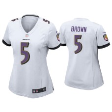 Women's Baltimore Ravens #5 Marquise Brown White Game Jersey