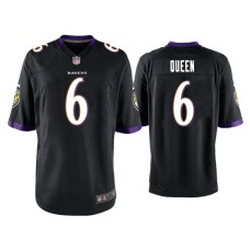 Men's Baltimore Ravens #6 Patrick Queen Black Game Jersey