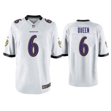 Men's Baltimore Ravens #6 Patrick Queen White Game Jersey