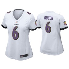 Women's Baltimore Ravens #6 Patrick Queen White Game Jersey