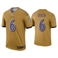 Men's Baltimore Ravens #6 Patrick Queen Gold Inverted Legend Jersey