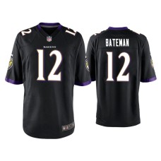 Men's Baltimore Ravens #12 Rashod Bateman Black Game Jersey