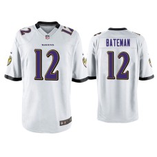 Men's Baltimore Ravens #12 Rashod Bateman White Game Jersey