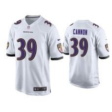 Men's Baltimore Ravens #39 Trenton Cannon White Game Jersey