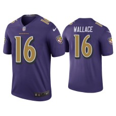 Men's Baltimore Ravens #16 Color Rush Legend Tylan Wallace Purple Jersey