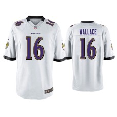 Men's Baltimore Ravens #16 Tylan Wallace White Game Jersey