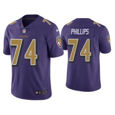 Men's Baltimore Ravens #74 Color Rush Limited Tyre Phillips Purple Jersey