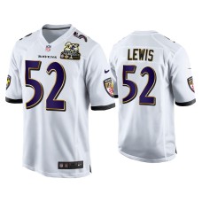 Men's Baltimore Ravens #52 Ray Lewis White 2X Super Bowl Champions Patch Game Jersey