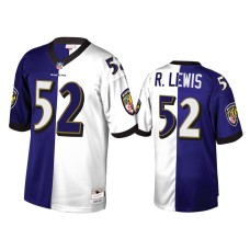 Men's Baltimore Ravens #52 Ray Lewis Purple White Split Jersey