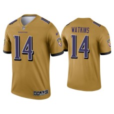 Men's Baltimore Ravens #14 Sammy Watkins Gold Inverted Legend Jersey