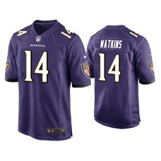 Men's Baltimore Ravens #14 Sammy Watkins Purple Game Jersey