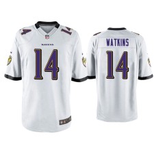 Men's Baltimore Ravens #14 Sammy Watkins White Game Jersey