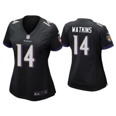 Women's Baltimore Ravens #14 Sammy Watkins Black Game Jersey