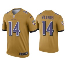 Men's Baltimore Ravens #14 Sammy Watkins Gold Inverted Legend Jersey