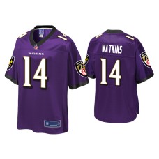 Men's Baltimore Ravens #14 Sammy Watkins Purple Pro Line Jersey