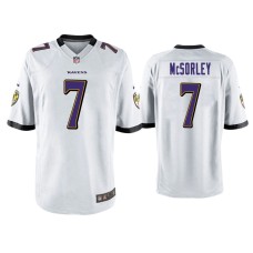 Men's Baltimore Ravens #7 Trace McSorley White Game Jersey