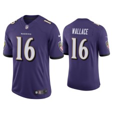 Men's Baltimore Ravens #16 Tylan Wallace Vapor Limited Purple Jersey