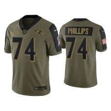 Men's Baltimore Ravens #74 Tyre Phillips Olive 2021 Salute To Service Limited Jersey