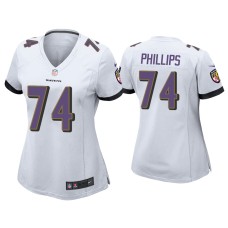 Women's Baltimore Ravens #74 Tyre Phillips White Game Jersey