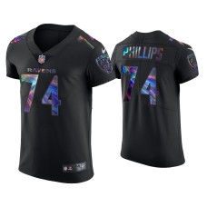 Men's Baltimore Ravens #74 Tyre Phillips Black Golden Edition Holographic Jersey