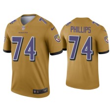 Men's Baltimore Ravens #74 Tyre Phillips Gold Inverted Legend Jersey