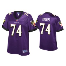 Women's Baltimore Ravens #74 Tyre Phillips Purple Pro Line Jersey