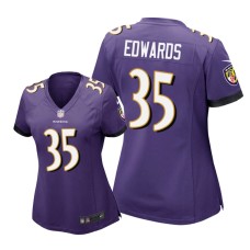 Women's Baltimore Ravens #35 Purple Gus Edwards Nike Game Jersey