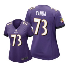 Women's Baltimore Ravens #73 Purple Marshal Yanda Nike Game Jersey